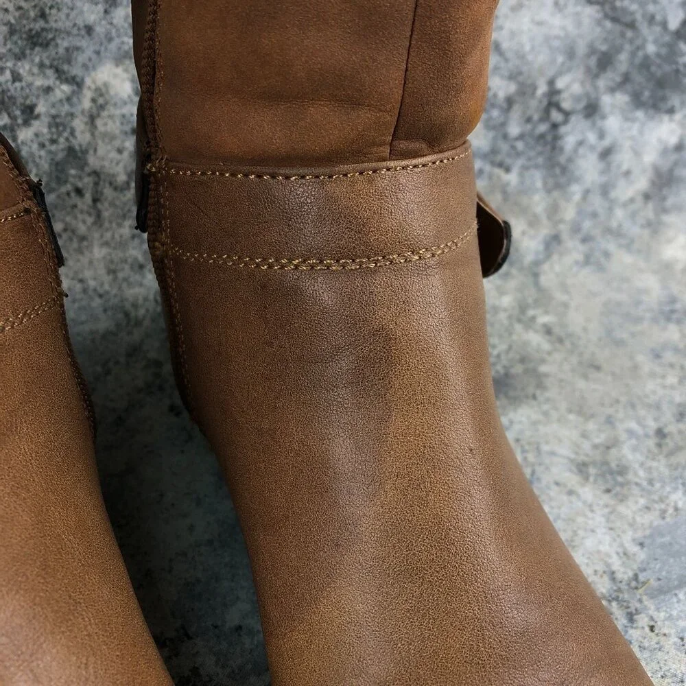 Jasmin Women's Size 6.5M Satisfy Brown Faux Leather Side Zip Over The Knee Boots